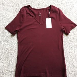 Wine V neck T shirt